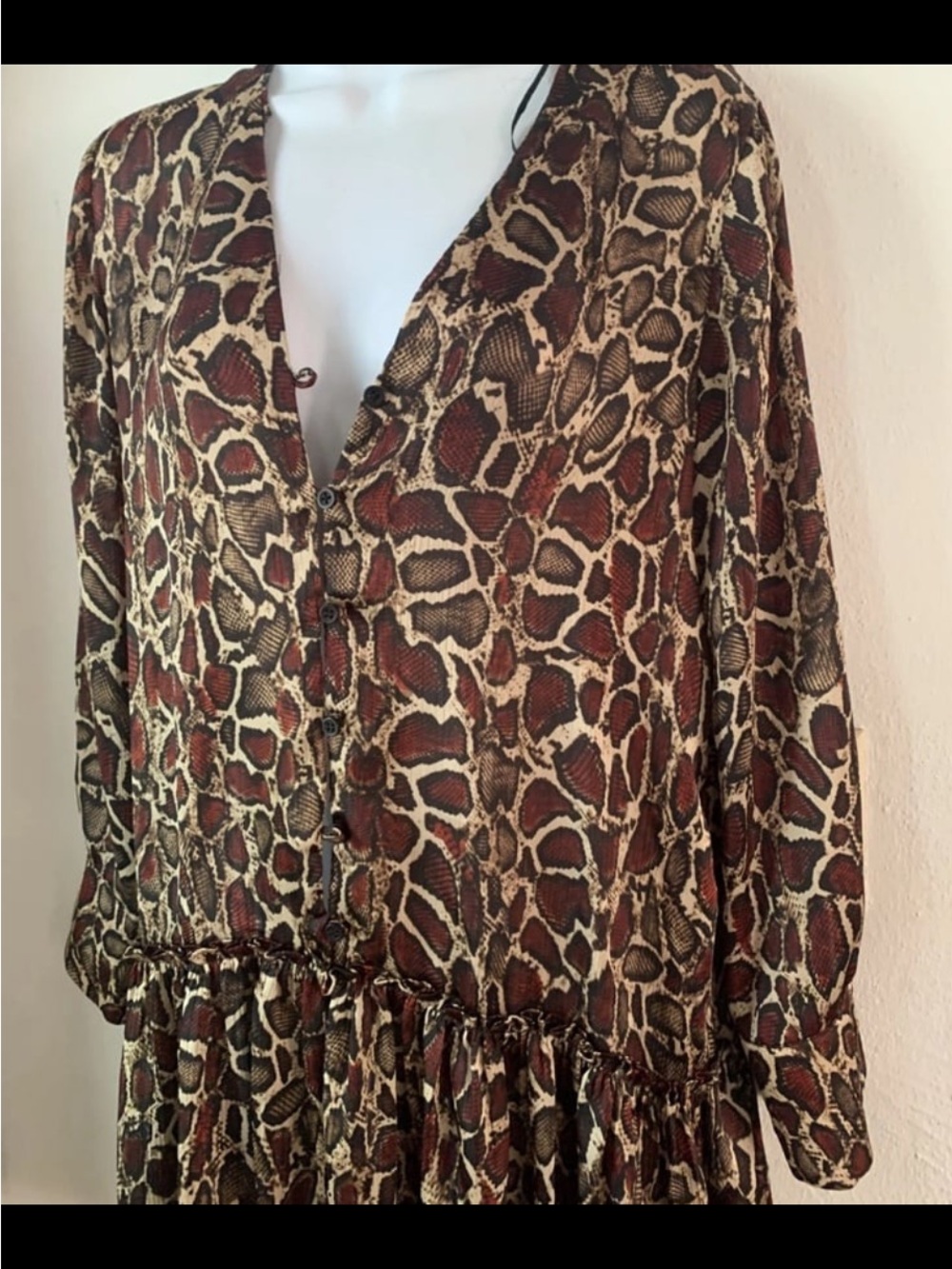 Zara Animal Print Mini Dress in Brown and Cream